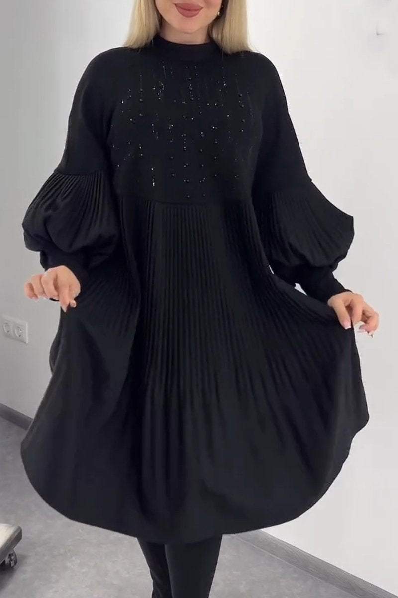Adrienne - Tummy Covering Dress with Pleats