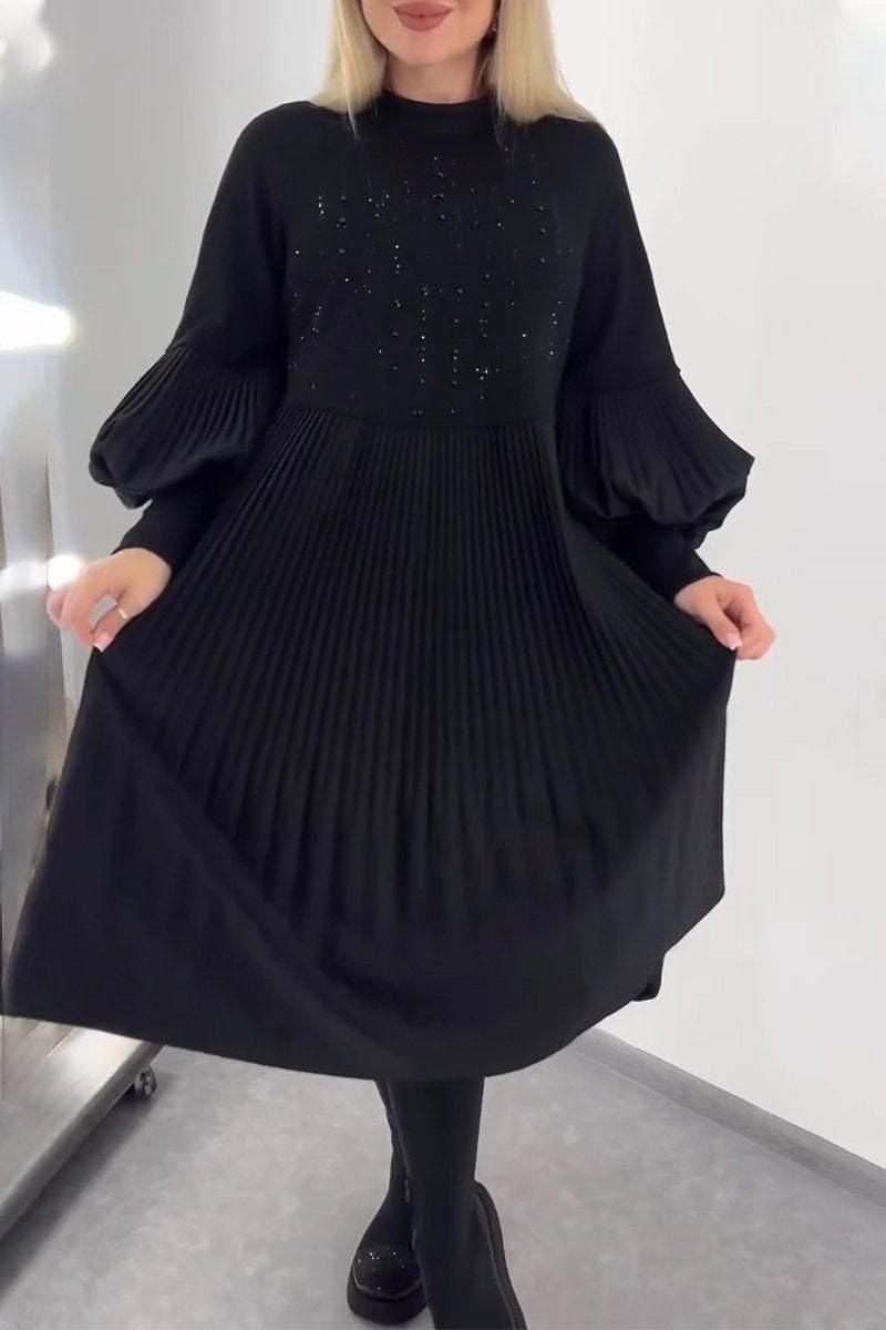 Adrienne - Tummy Covering Dress with Pleats