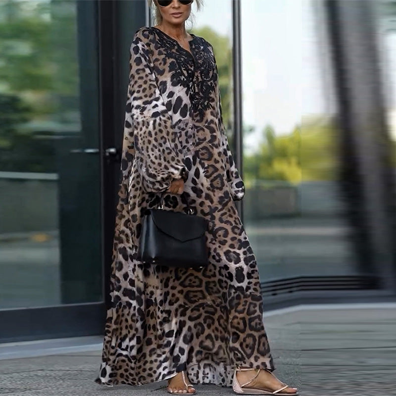 Virginia – Lange Mouwen Luipaardprint Jurk