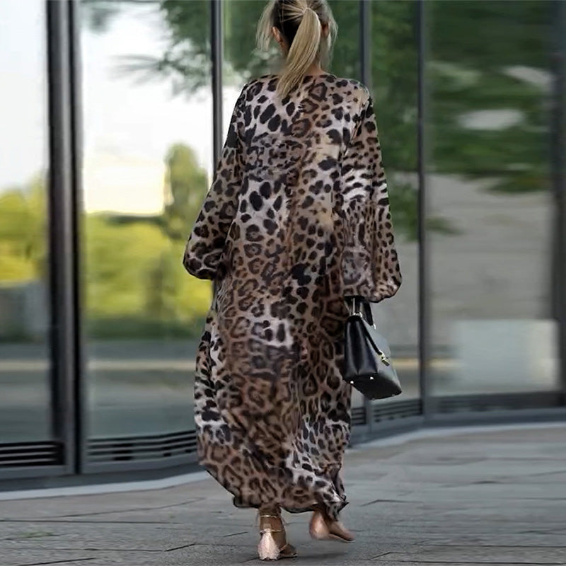 Virginia – Lange Mouwen Luipaardprint Jurk