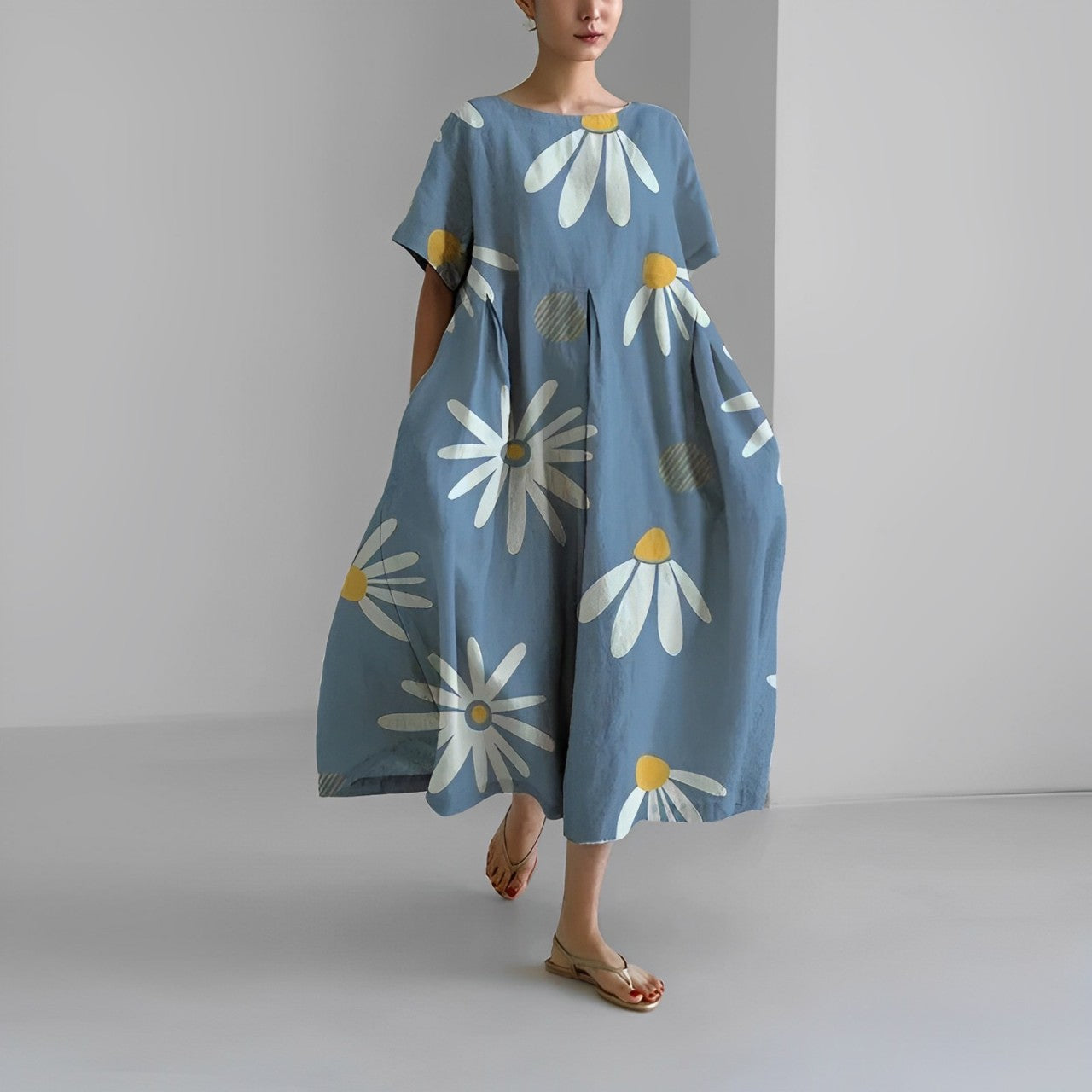 Adelia - Bohemian Dress with Floral Pattern