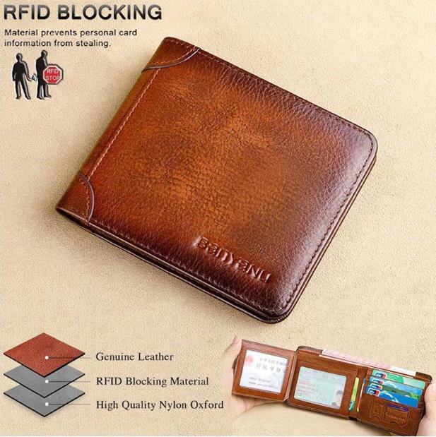 Multifunctional RFID-Blocking Leather Wallet