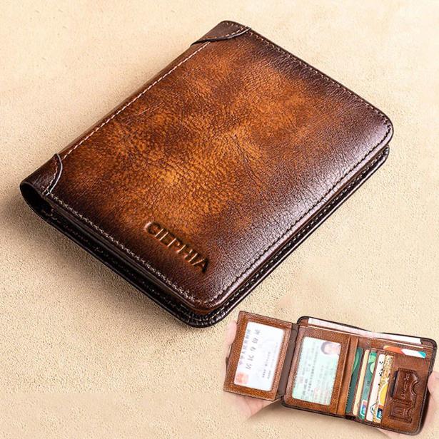 Multifunctional RFID-Blocking Leather Wallet