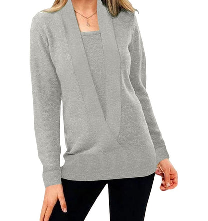 Dame Solid Farve Strikket Sweater