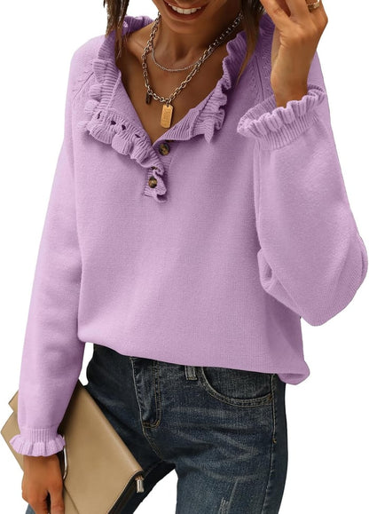 Suzan - Casual Knit Jumper with Ruffle Detail