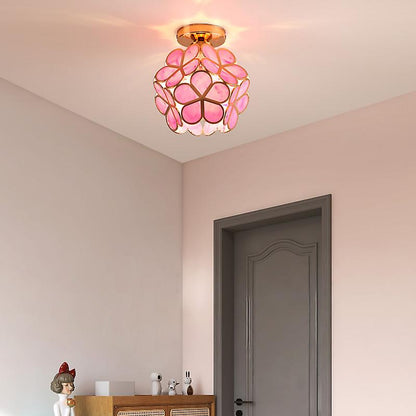 Artistieke Glazen Plafondlamp met Bloemmotief - FlowerHall