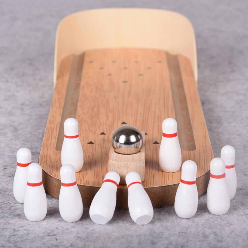 Minibowl - Holz Mini Bowling -Spiel für Inside Compact and Fun Set Set