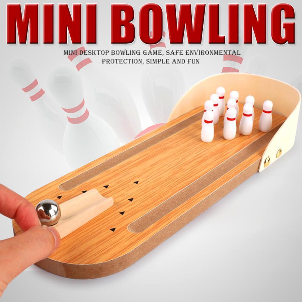 Minibowl - Holz Mini Bowling -Spiel für Inside Compact and Fun Set Set