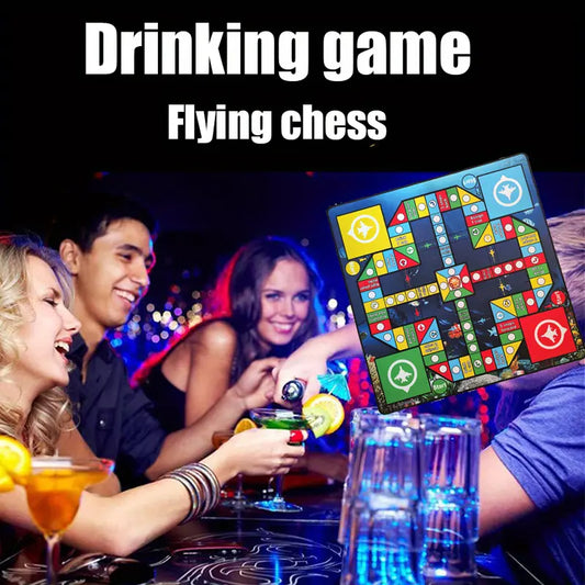 Fun & Interactive Flying Chess Drinking Game Set | Nachhaltige Gummi -Tischmatte für Partys und Besprechungen