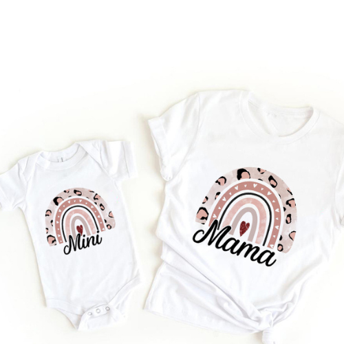 Mini Fashion™ - Mor & Datter - Matchende T-shirt & Romper