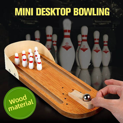 Minibowl - Holz Mini Bowling -Spiel für Inside Compact and Fun Set Set