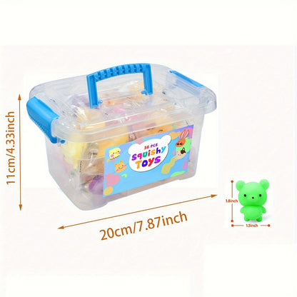 SpeelPlezier - 36pcs Kawaii Squishy Animal Fidget Toys