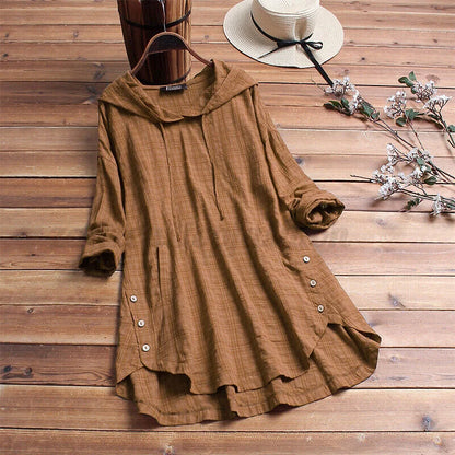 Hillary – Cotton Sweatshirt with Buttons