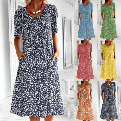 Alisha - Floral Dress with Round Neck