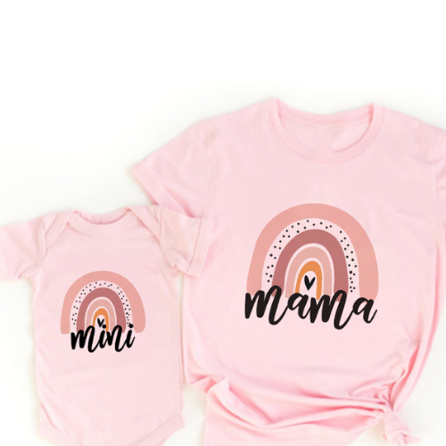 Mini Fashion™ - Mor & Datter - Matchende T-shirt & Romper