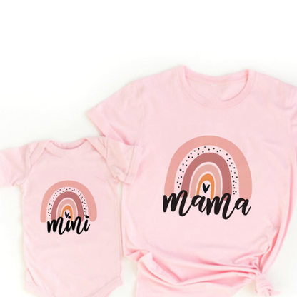 Mini Fashion™ - Mor & Datter - Matchende T-shirt & Romper