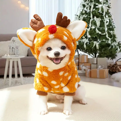 FluffPaw | Warmes Rentier-Weihnachtsoutfit für Hunde und Katzen