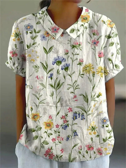 Susie™ - Blouse en Coton et Lin avec Imprimé Floral