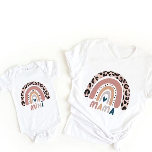 Mini Fashion™ - Mor & Datter - Matchende T-shirt & Romper