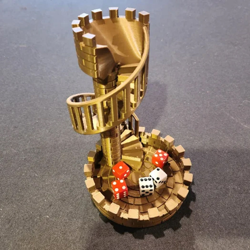 Dicemasters - 3D -gedruckter Würfel -Turm mit Wendeltreppe