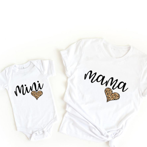 Mini Fashion™ - Mor & Datter - Matchende T-shirt & Romper