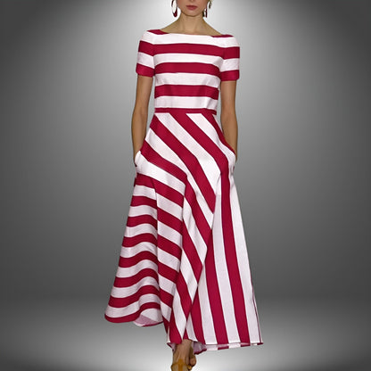Kiona - Elegant Striped Printed Maxi Dress