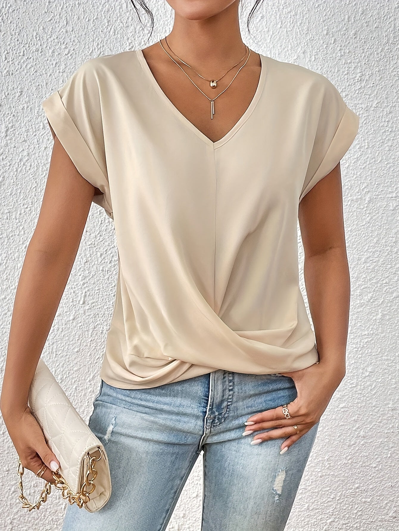 Tammana - Lässiges T-Shirt mit V-Ausschnitt