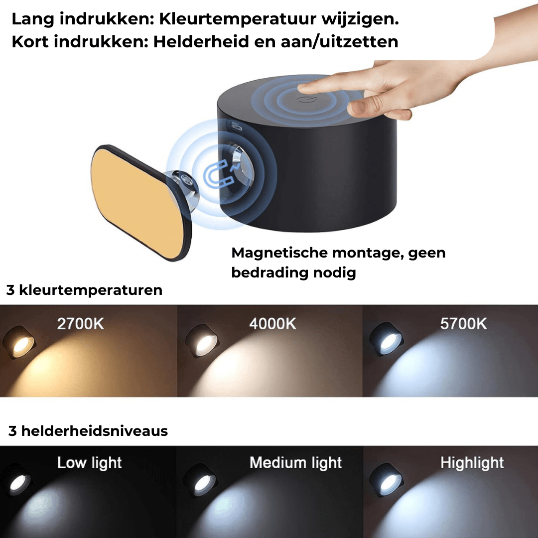 Luma360 | Draadloze Oplaadbare 360° Muurlamp