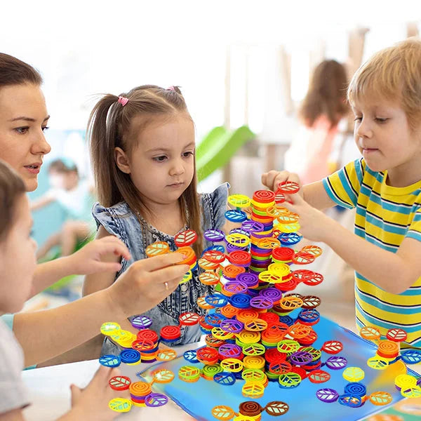 KidzWiz - Regenboog Boom Stapelspel voor Kinderen Educatief en Leuk