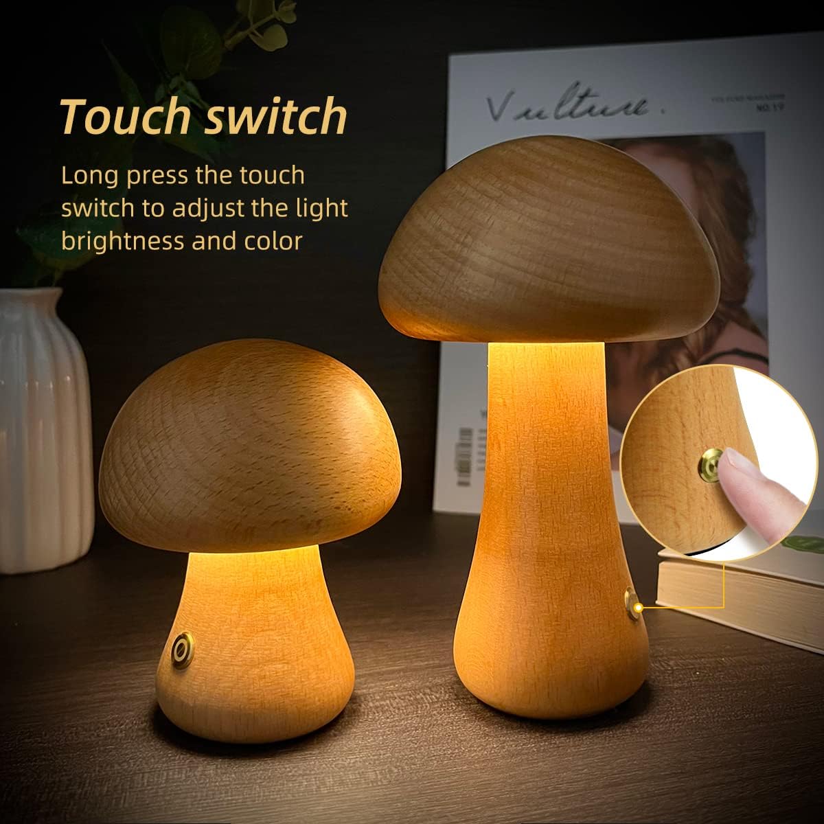 Houten Paddenstoel LED Nachtlampje - GlowShroom