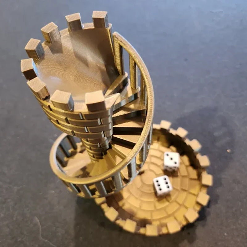 Dicemasters - 3D -gedruckter Würfel -Turm mit Wendeltreppe