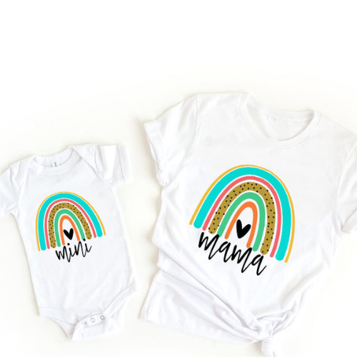 Mini Fashion™ - Mor & Datter - Matchende T-shirt & Romper