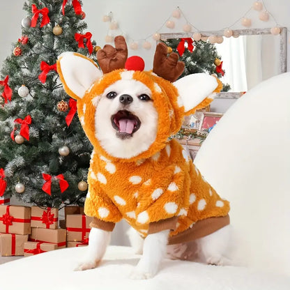 FluffPaw | Warmes Rentier-Weihnachtsoutfit für Hunde und Katzen