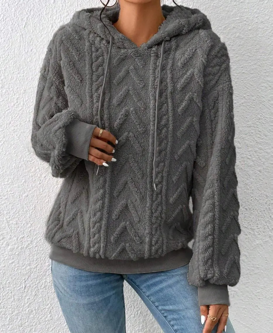 Fester Plüsch-Jacquard-Hoodie mit Dicke