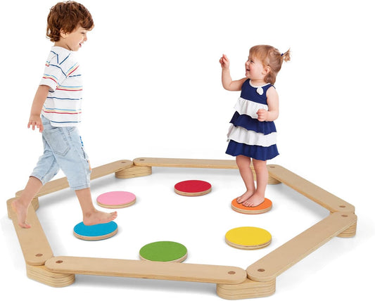 Montessori træbalancebomme med sæt af trinsten