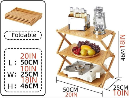 Meerlaags Opvouwbaar Houten Rek | Multifunctioneel en Draagbaar