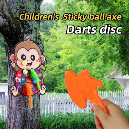 Ensemble de dart de singe mignon | Siège animal de dessin animé créatif | Toys interactifs éducatifs pour les parents éducatifs avec des balles collantes et des assen