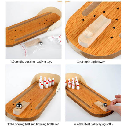 Minibowl - Holz Mini Bowling -Spiel für Inside Compact and Fun Set Set