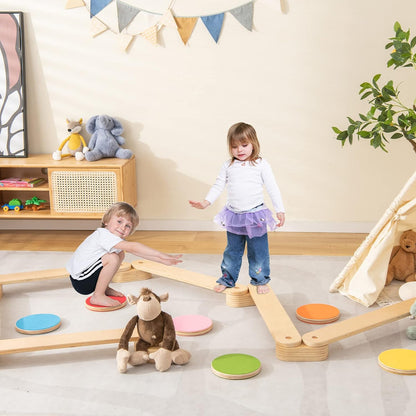 Montessori træbalancebomme med sæt af trinsten