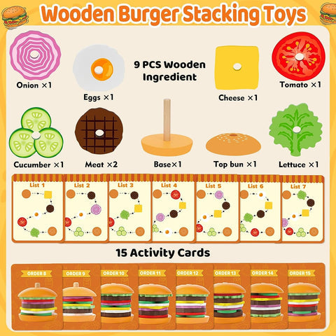 Houten Burger Stapel Speelgoed | Leren & Plezier Activiteit voor Kinderen!