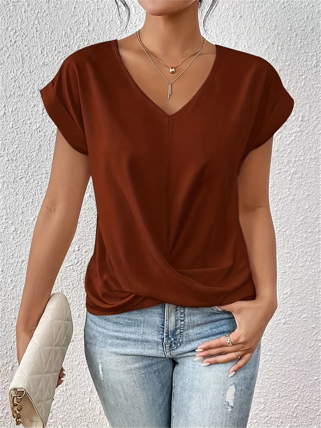 Tammana - Lässiges T-Shirt mit V-Ausschnitt