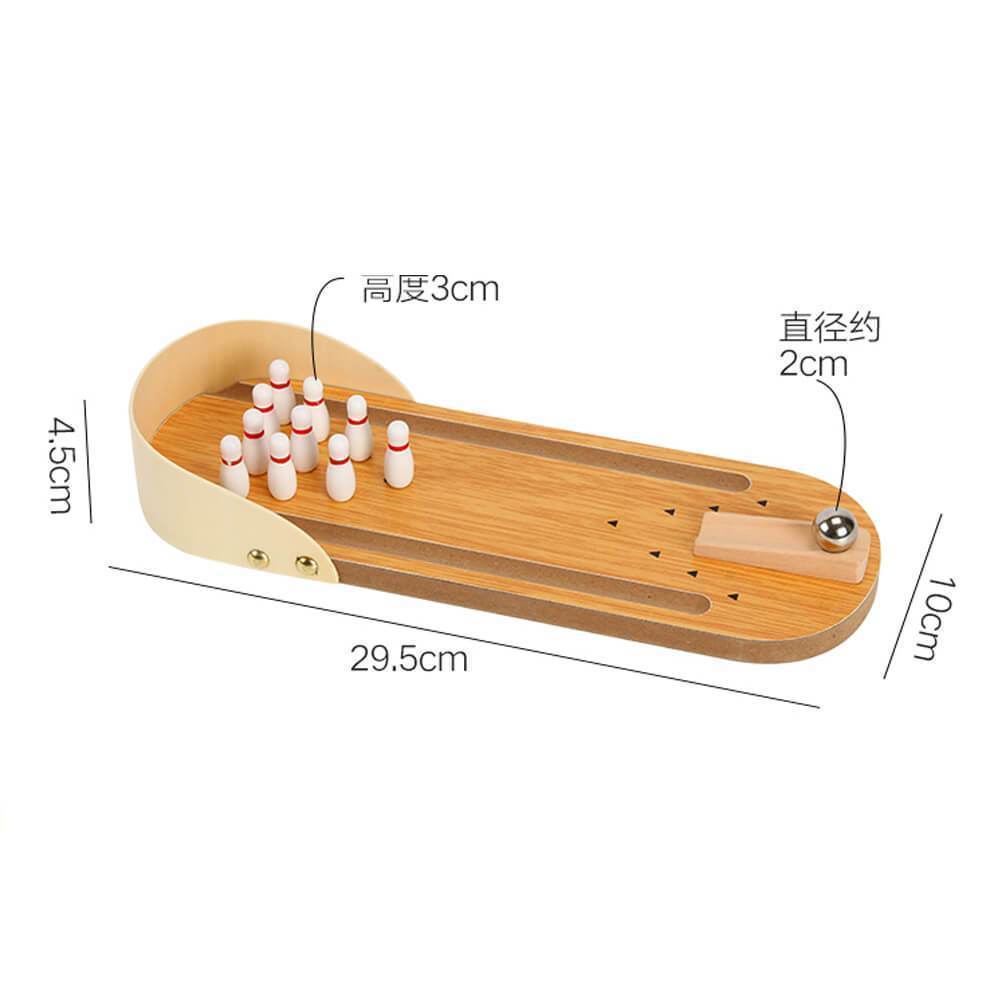 Minibowl - Holz Mini Bowling -Spiel für Inside Compact and Fun Set Set