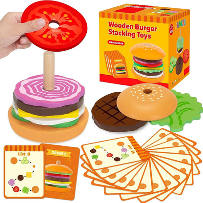 Houten Burger Stapel Speelgoed | Leren & Plezier Activiteit voor Kinderen!