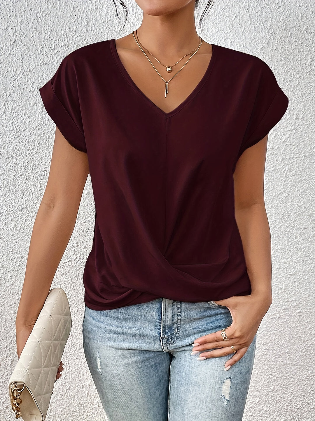 Tammana - Lässiges T-Shirt mit V-Ausschnitt