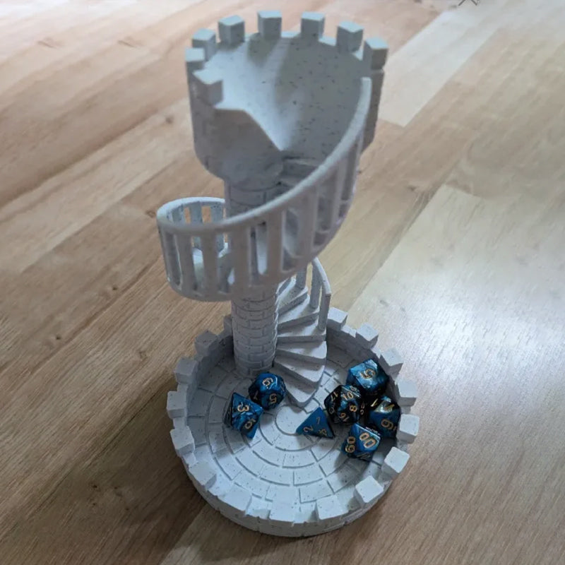 Dicemasters - 3D -gedruckter Würfel -Turm mit Wendeltreppe