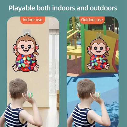 Ensemble de dart de singe mignon | Siège animal de dessin animé créatif | Toys interactifs éducatifs pour les parents éducatifs avec des balles collantes et des assen