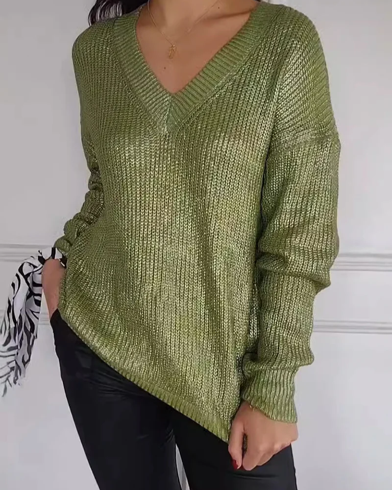 Natasja - Lässiger V-Ausschnitt Pullover