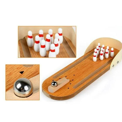 Minibowl - Holz Mini Bowling -Spiel für Inside Compact and Fun Set Set