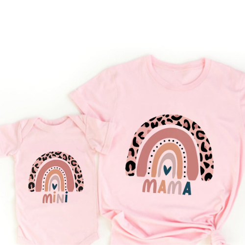 Mini Fashion™ - Mor & Datter - Matchende T-shirt & Romper