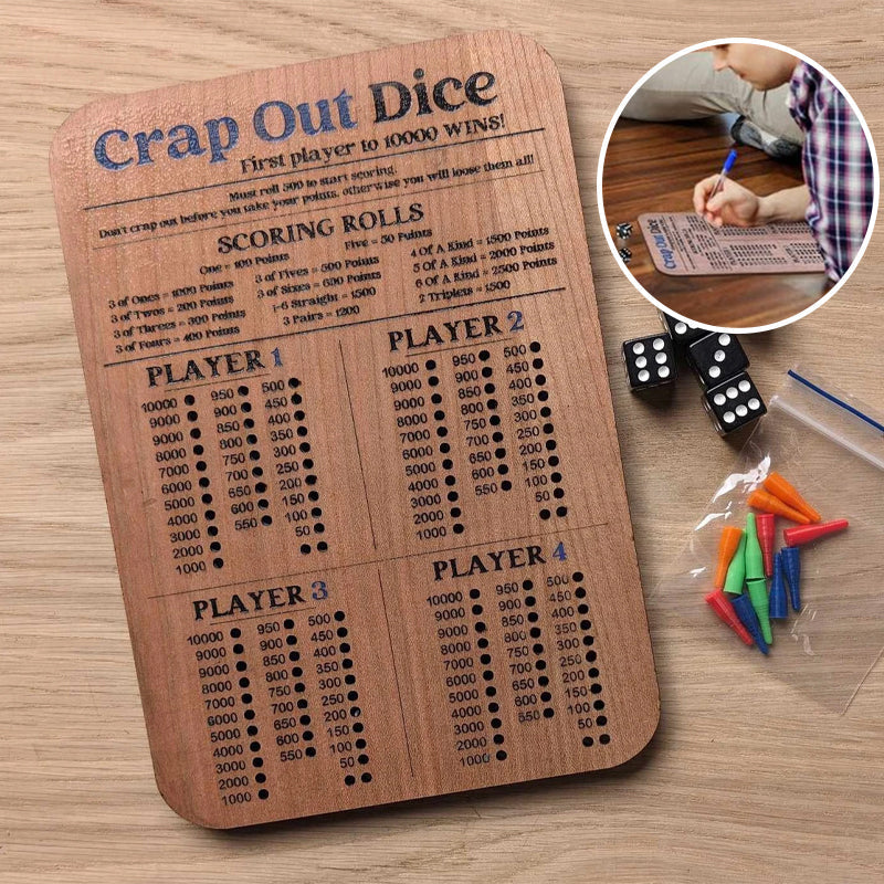 DiceKing - Houten Crap Out Scorebord voor Tactisch Speelplezier